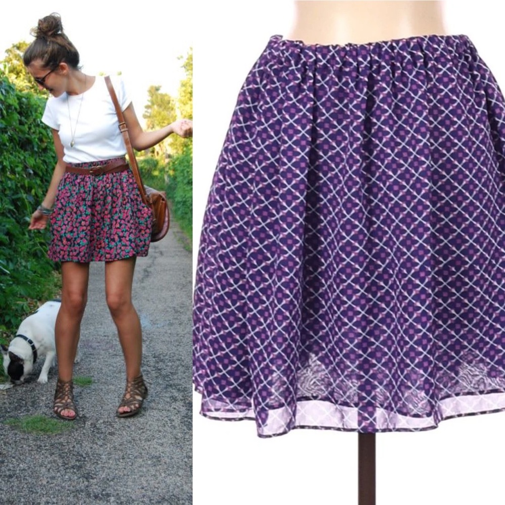 Hive & Honey Purple Floral Skater Skirt NWT